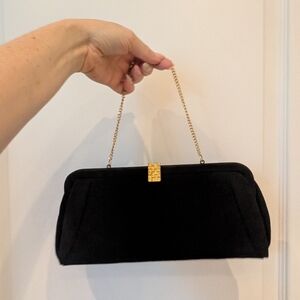 Vintage Black Clutch with Gold Chain
